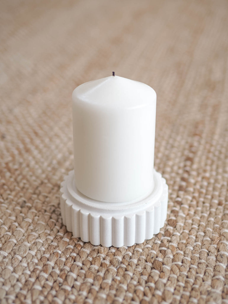 Preston small concrete candle holder in an off white colour